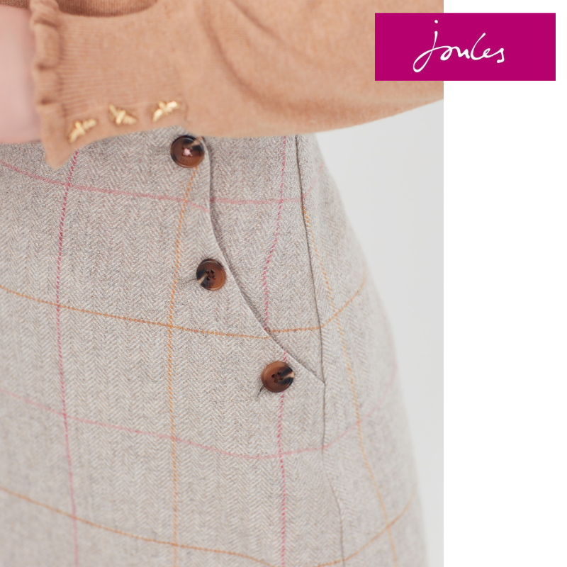 Joules Calla Tweed Skirt  - Grey Tweed-2